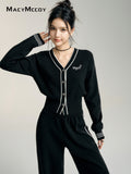 MacyMccoy Contrast Knit Set(Black)