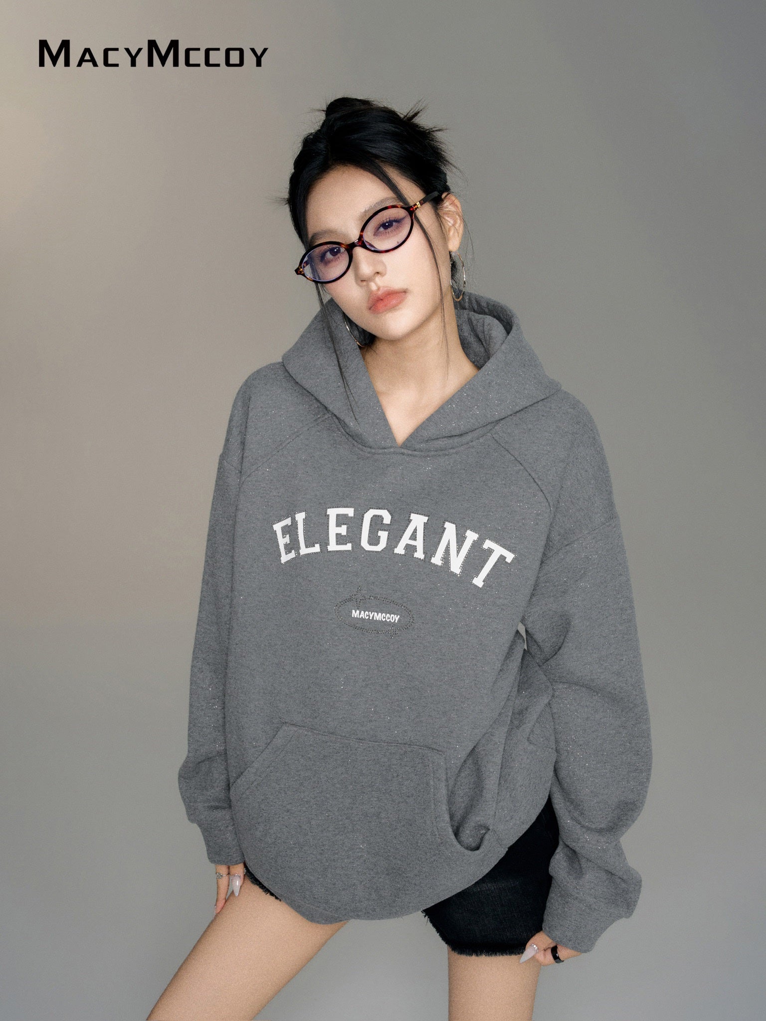 MacyMccoy Diamante Hoodie(Grey)