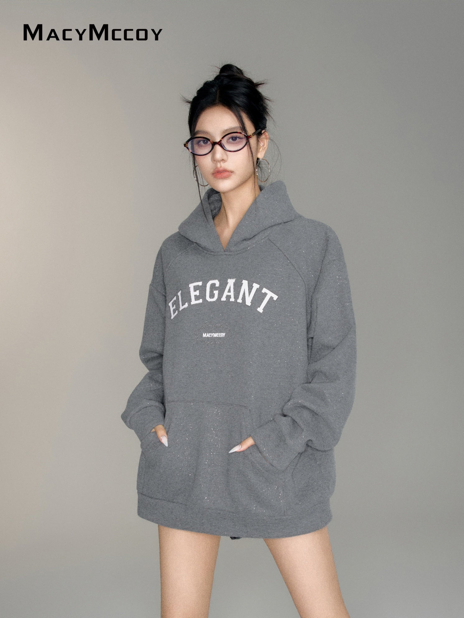 MacyMccoy Diamante Hoodie(Grey)