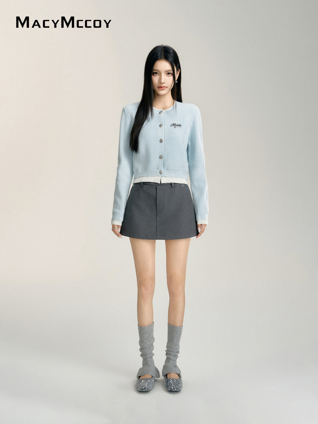 MacyMccoy Contrast Soft Cardigan(Blue)