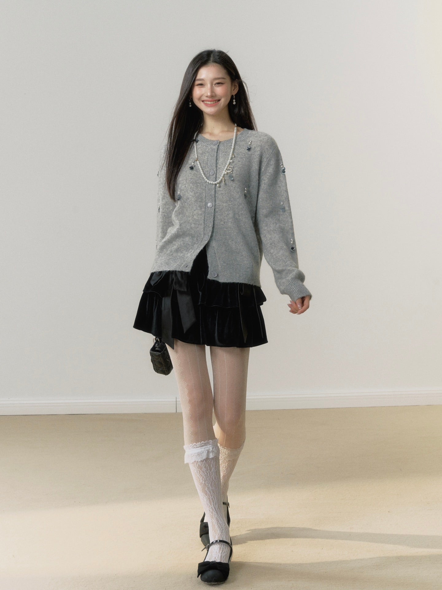 Lafreedom Grey Pearl Knit Cardigan