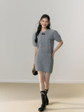 Lafreedom Velvet Bow Knit Set(grey)