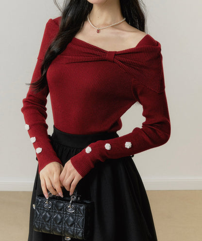 Lafreedom Red Off-shoulder Top+Black Midi Dress