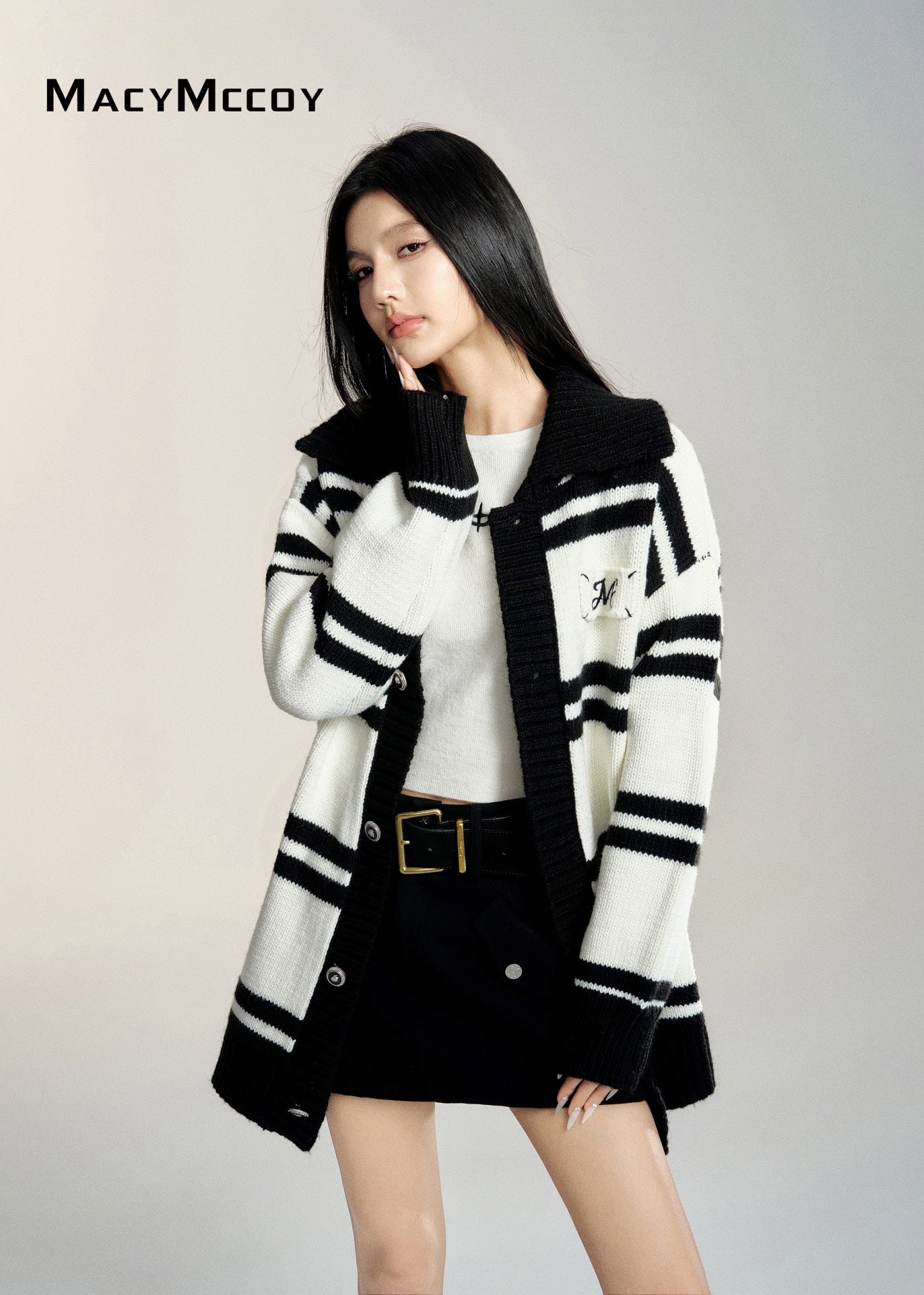 MacyMccoy Contrast Lapel Coat