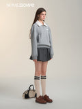 SOMESOWE Lace Collar Grey Hoodie