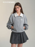 SOMESOWE Lace Collar Grey Hoodie