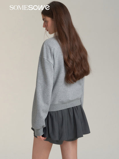 SOMESOWE Lace Collar Grey Hoodie