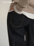 SOMESOWE Navy Straight Loose Jeans