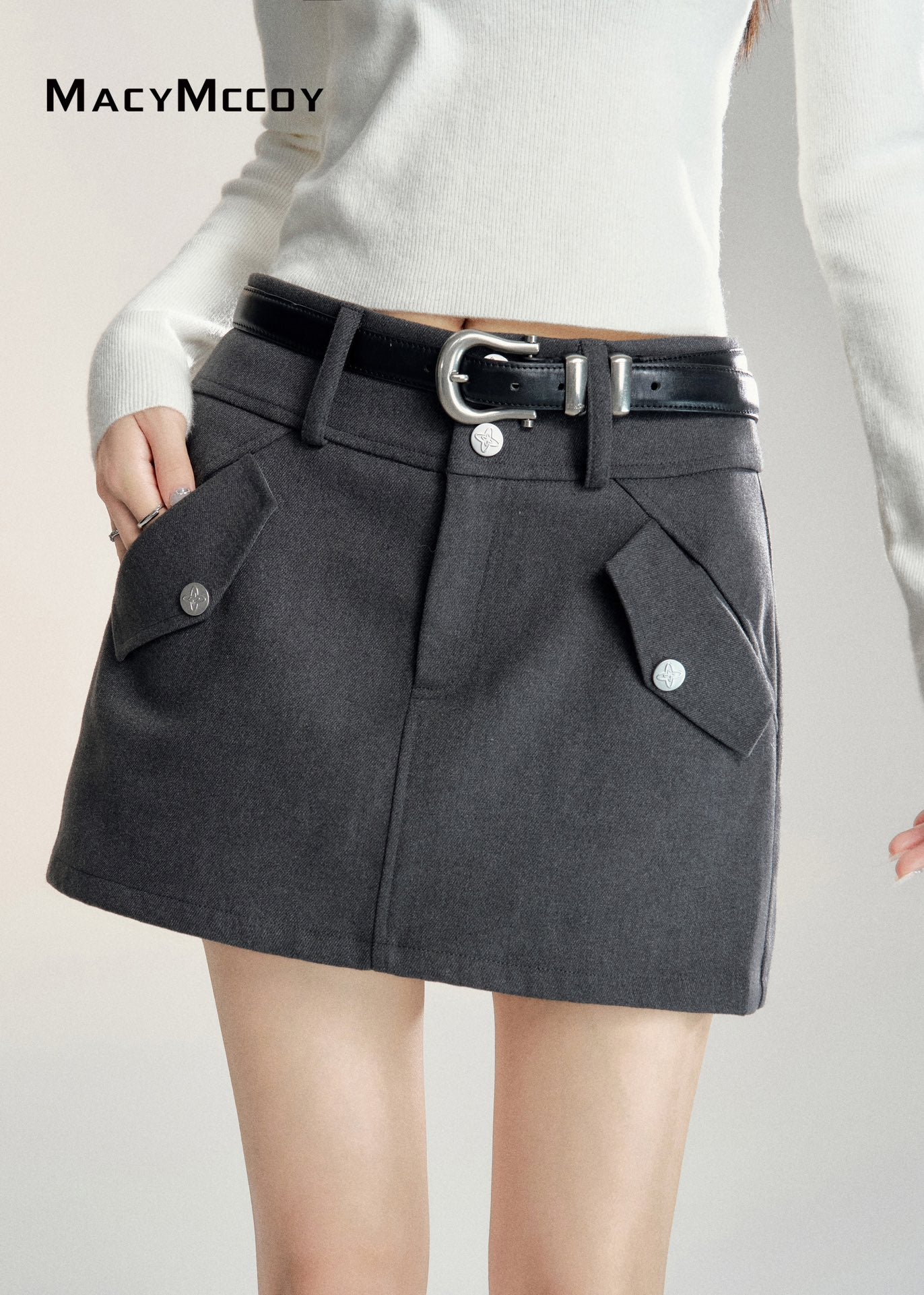 MacyMccoy 24FW Belt Mini Skirt(2color)