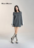 MacyMccoy 24FW Grey Off-shoulder Sweater