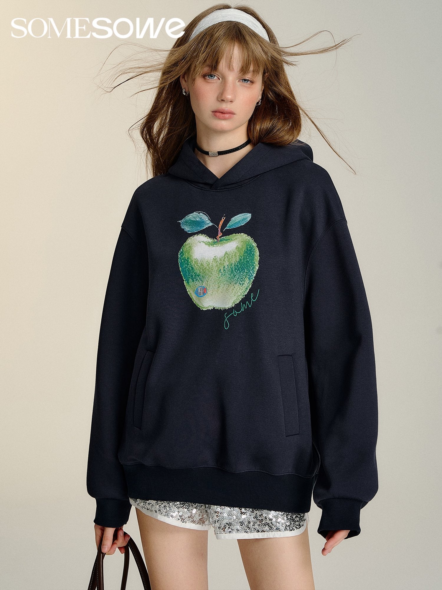 SOMESOWE Green Apple Printed Hoodie