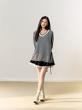 Lafreedom Lace V-neck Sweater(2color)