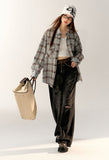 AsGony Oversize Grid Shirt & Broken Jeans