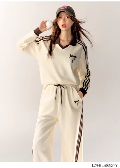 AsGony Brown Stripe Set (shorts or hoodie pants)