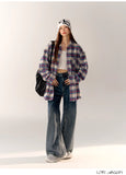 AsGony Label Grid Shirt & High Waist Jeans