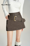 MacyMccoy Belt Leather Skirt(2color)