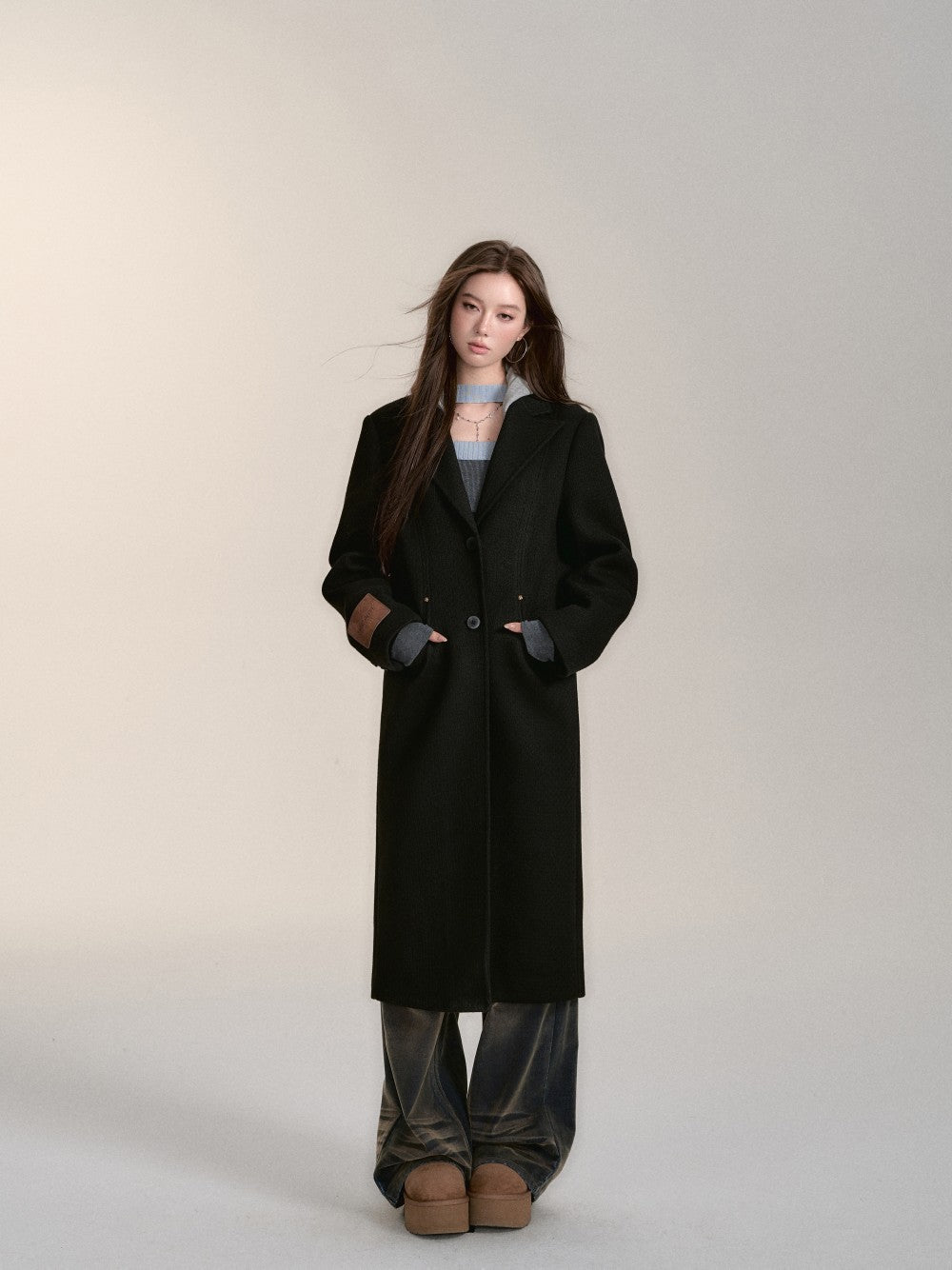 VIAPITTI V24DC199 Maxi Hoodie Coat