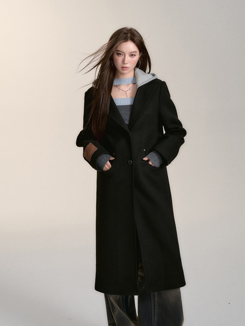 VIAPITTI V24DC199 Maxi Hoodie Coat