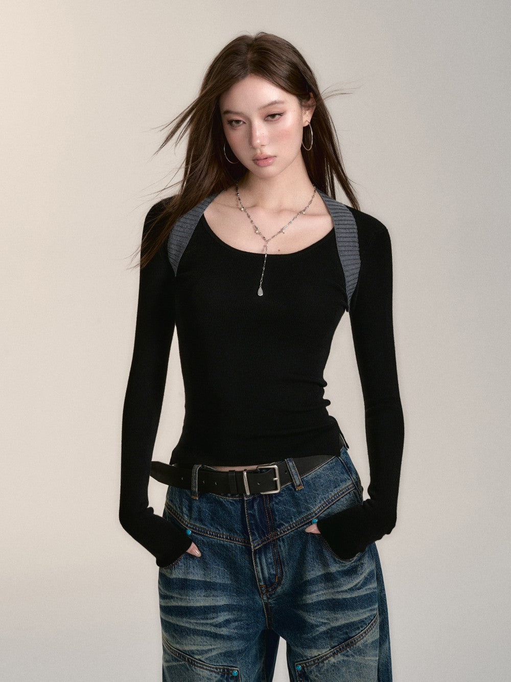 VIA PITTI Sale V24DK213 Contrast Knit Top