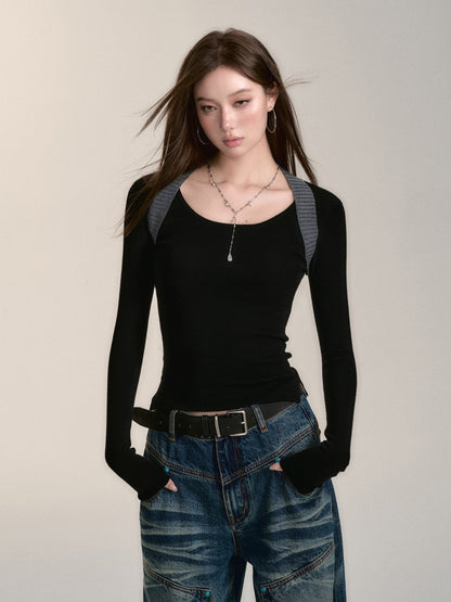 VIA PITTI V24DK213 Contrast Knit Top(3color)