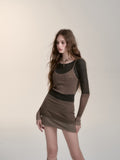 VIA PITTI V24DK235 Contrast Knit Mini Dress