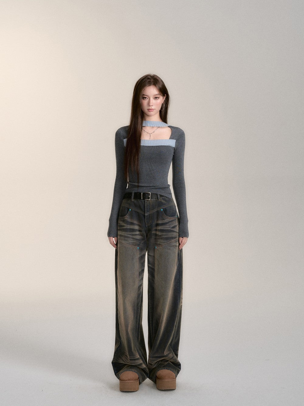 VIA PITTI V24DP211 Gradient Loose Jeans