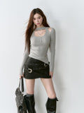 VIA PITTI V24DK162 Hollow Knit Top(2color)