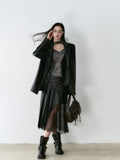 VIA PITTI V24DE103 Lace Leather Skirt(2color)