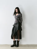 VIA PITTI V24DE103 Lace Leather Skirt(2color)