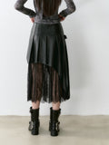 VIA PITTI V24DE103 Lace Leather Skirt(2color)