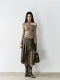 VIA PITTI V24DE103 Lace Leather Skirt(2color)