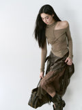 VIA PITTI V24DE103 Lace Leather Skirt(2color)