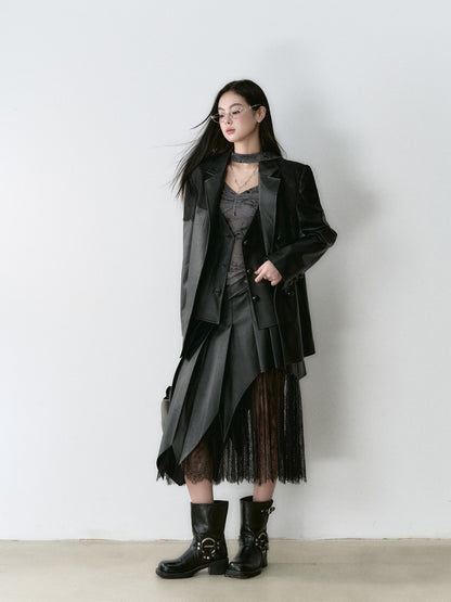 VIA PITTI V24DE102 Lace Leather Coat(2color)