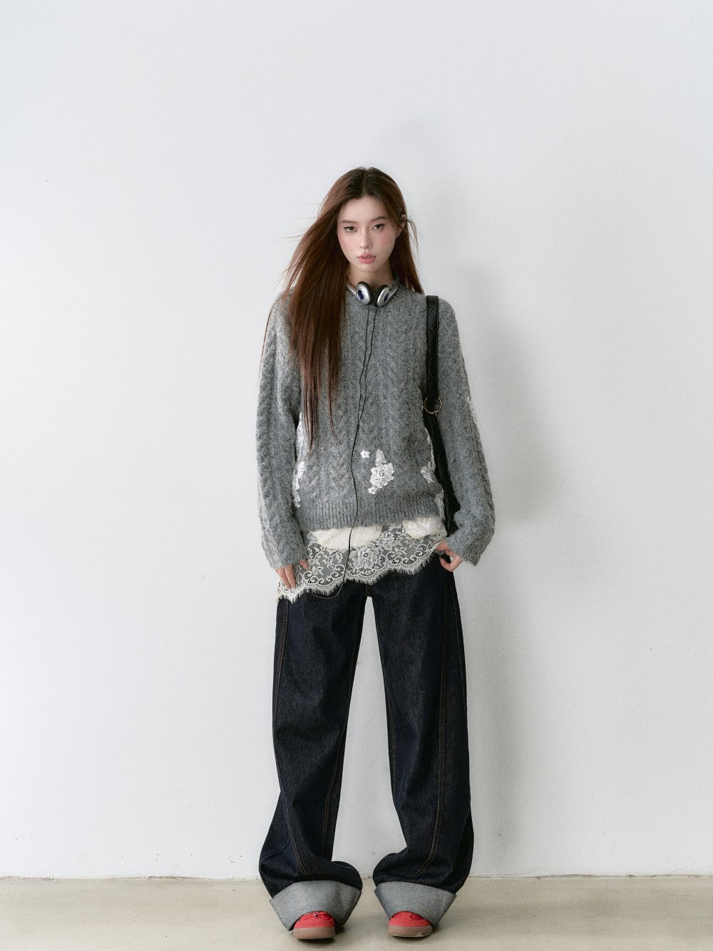 VIA PITTI V24DK159 Lace Grey Sweater