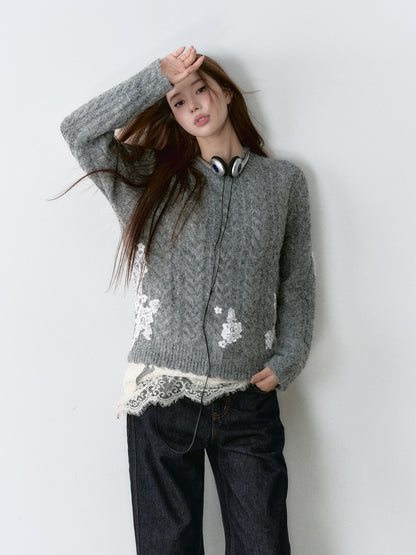 VIA PITTI V24DK159 Lace Grey Sweater