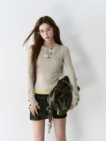 VIA PITTI V24DK111 Cable Knit Top(2color)