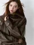 VIA PITTI V24DC079 Oversize Leather Coat(2color)