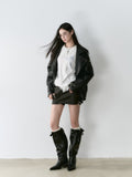 VIA PITTI V24DC079 Oversize Leather Coat(2color)