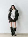 VIA PITTI V24DC079 Oversize Leather Coat(2color)