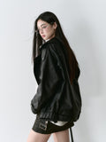 VIA PITTI V24DC079 Oversize Leather Coat(2color)