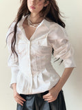 VIA PITTI V24CT057 Rose White Shirt or Leather Skirt