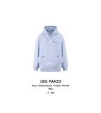 13DE MARZO Bear Embossment Pocket Hoodie