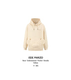 13DE MARZO Bear Embossment Pocket Hoodie