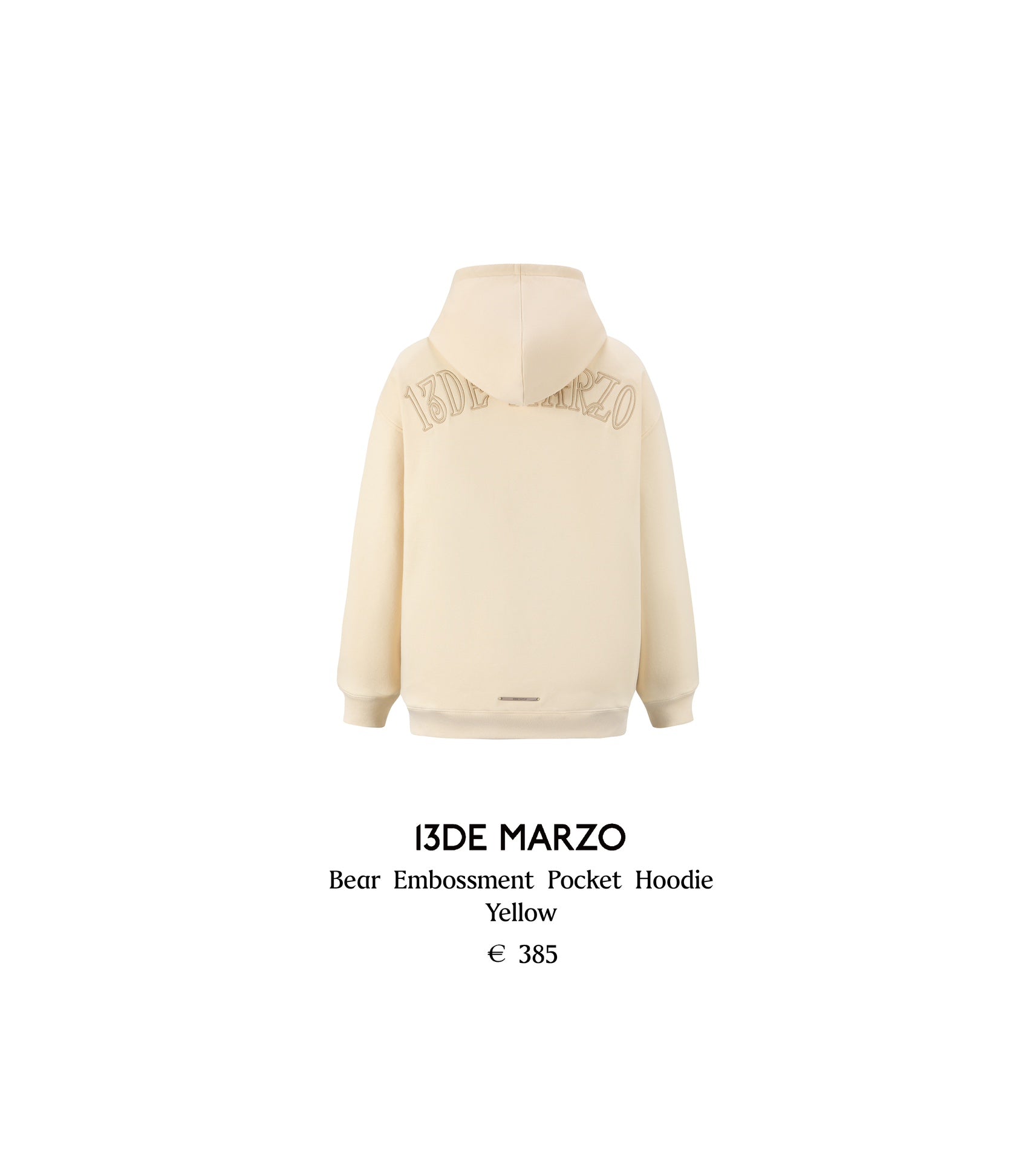 13DE MARZO Bear Embossment Pocket Hoodie