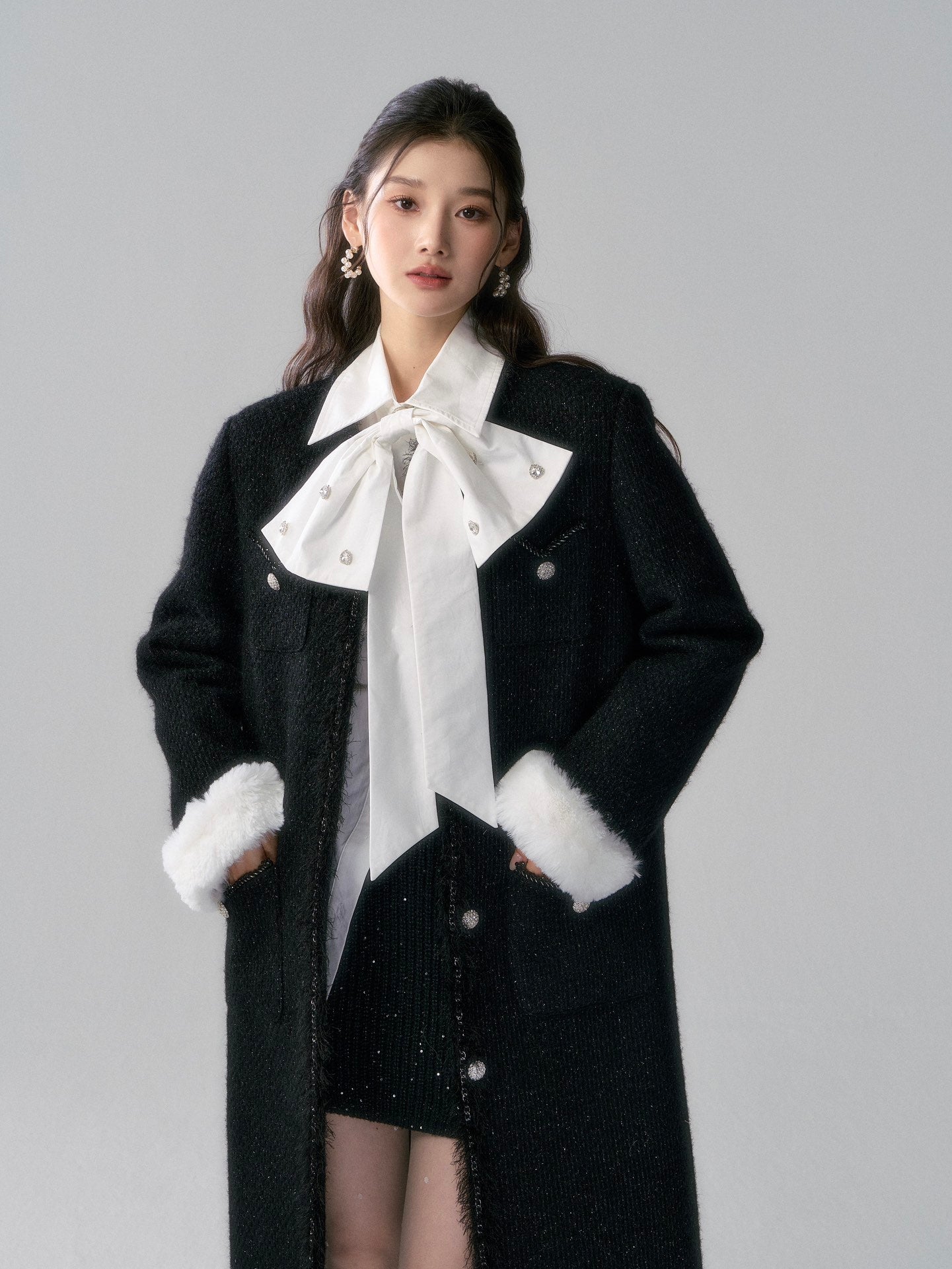 Lafreedom Black Tweed Max Coat