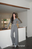 Wild Shadow v-neck Knit Set(2color)