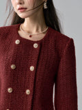 Lafreedom Fur Collar Tweed Dress-Red