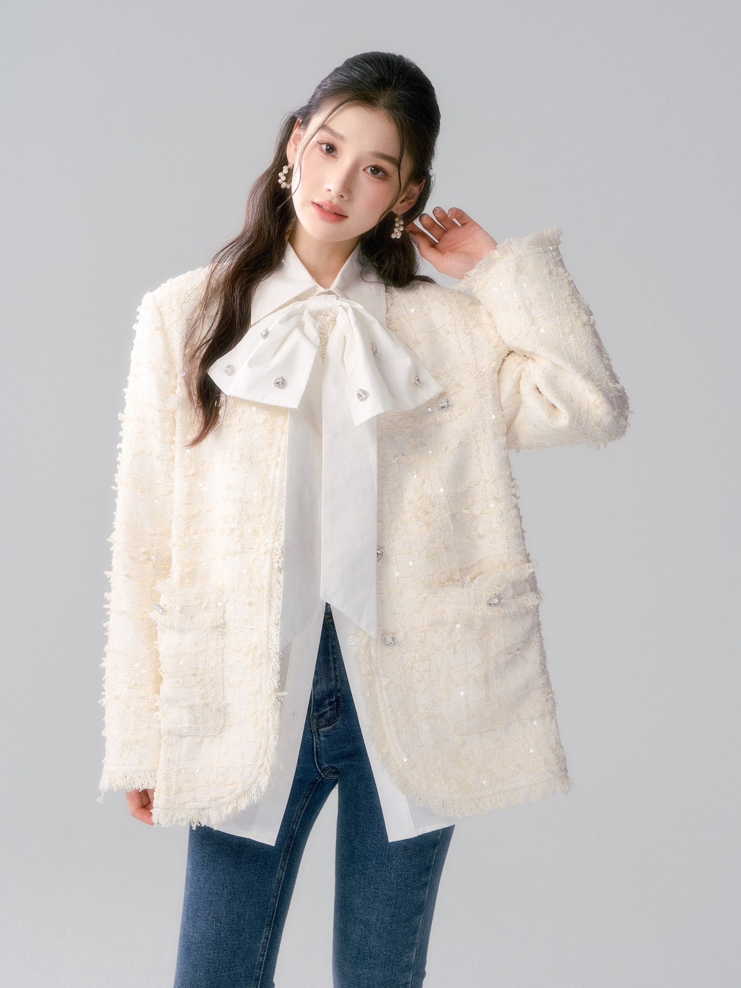 Lafreedom LAF341026 White Tweed Jacket