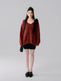 Lafreedom LAF34101 Oneside Bow Sweater -red