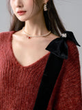 Lafreedom LAF34101 Oneside Bow Sweater -red